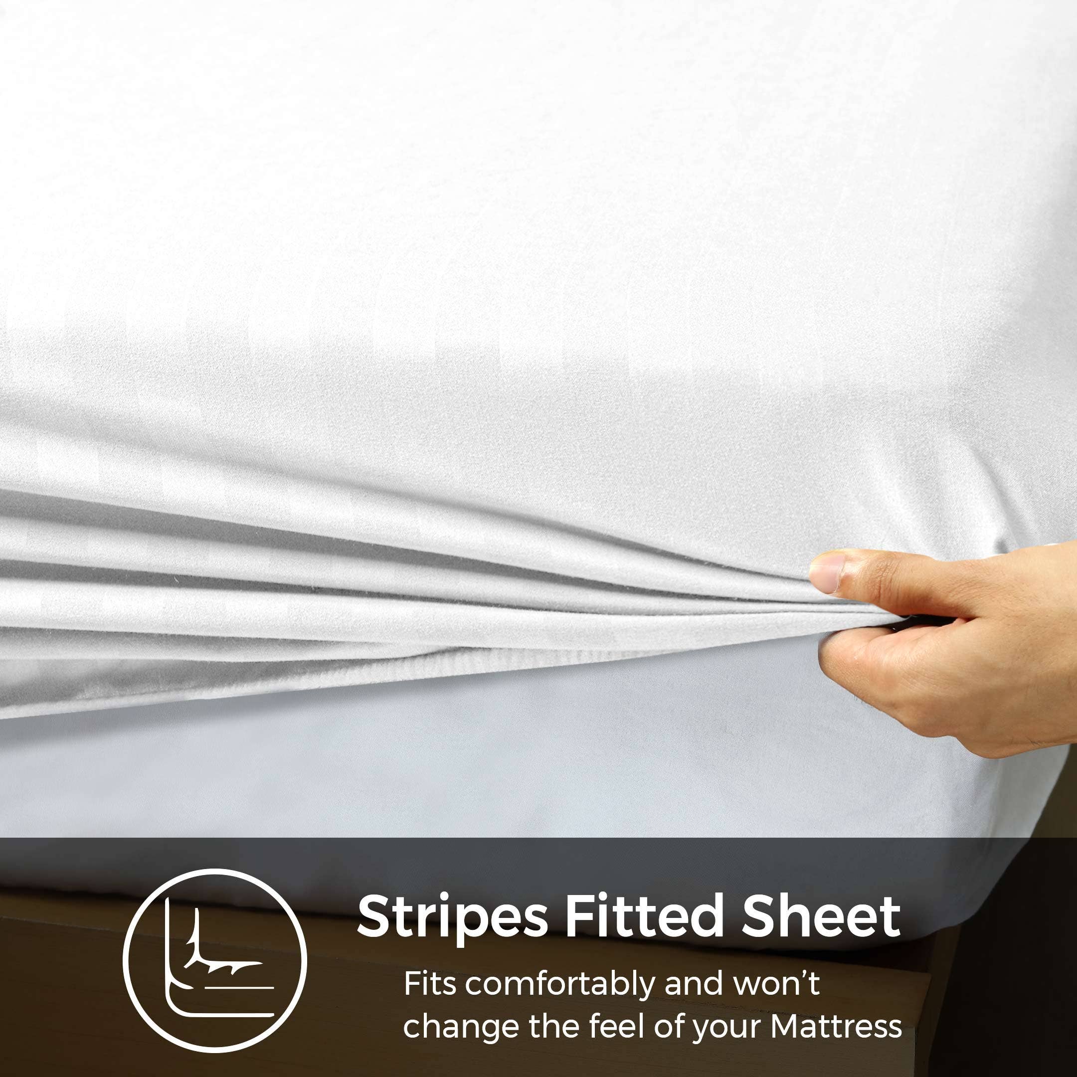 Cotton Passion - Wholesale Fitted Sheet - Satin Stripe Deep Pocket Fitted Sheets Deep Up to 25cm24