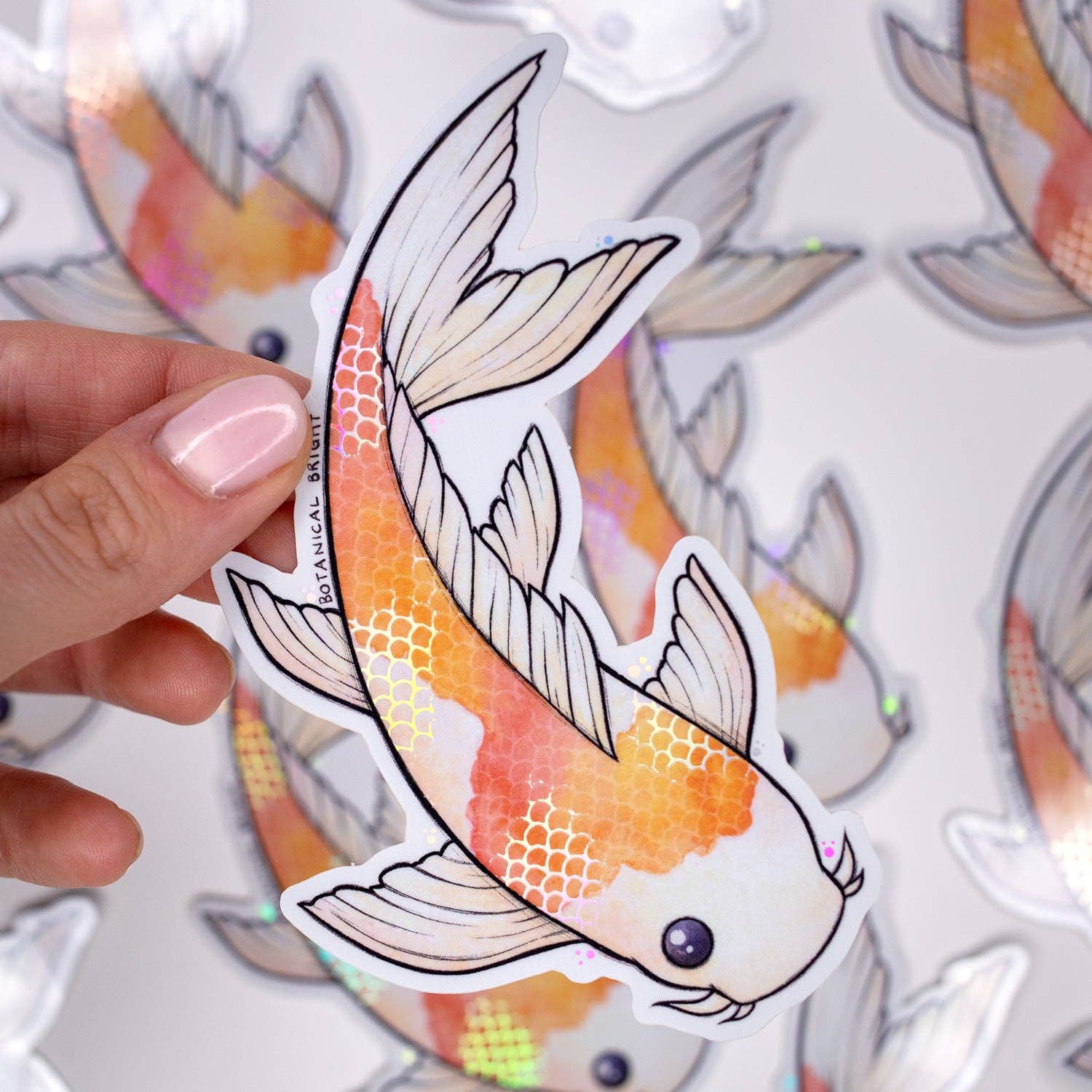 Botanical Bright - Wholesale Sticker - Koi vissticker met holografische details1