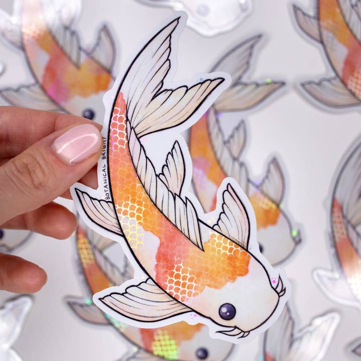 Botanical Bright - Wholesale Sticker - Koi vissticker met holografische details1
