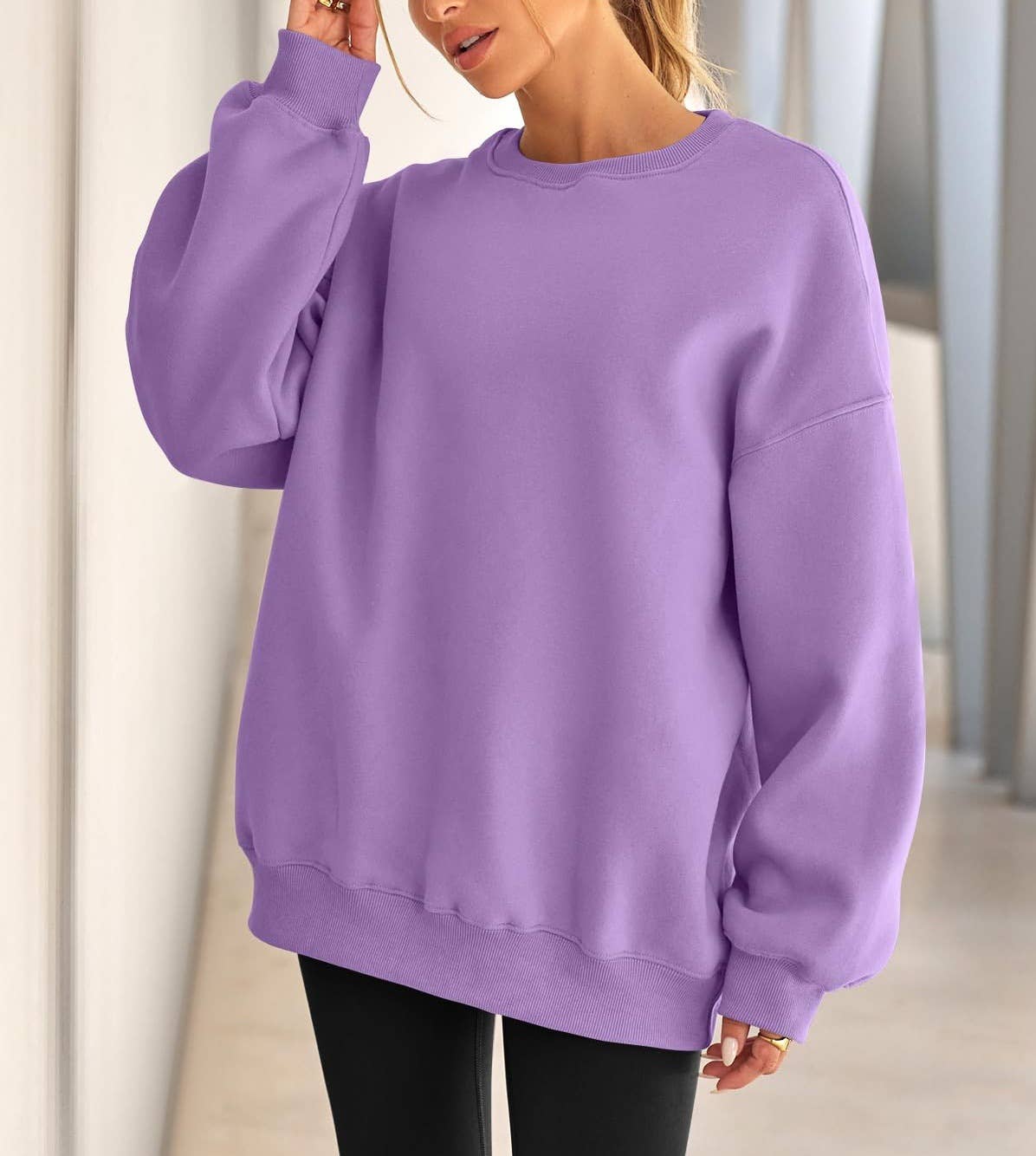 Masyal - Wholesale Sweatshirt - Women's - Women Oversize Fleece Crew Neck Sweatshirts4