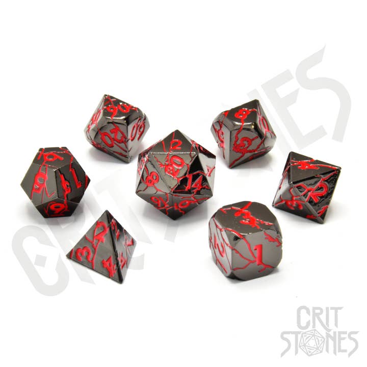 Infernal Iron Metal RPG Dice Set for wholesale by GlassStaff