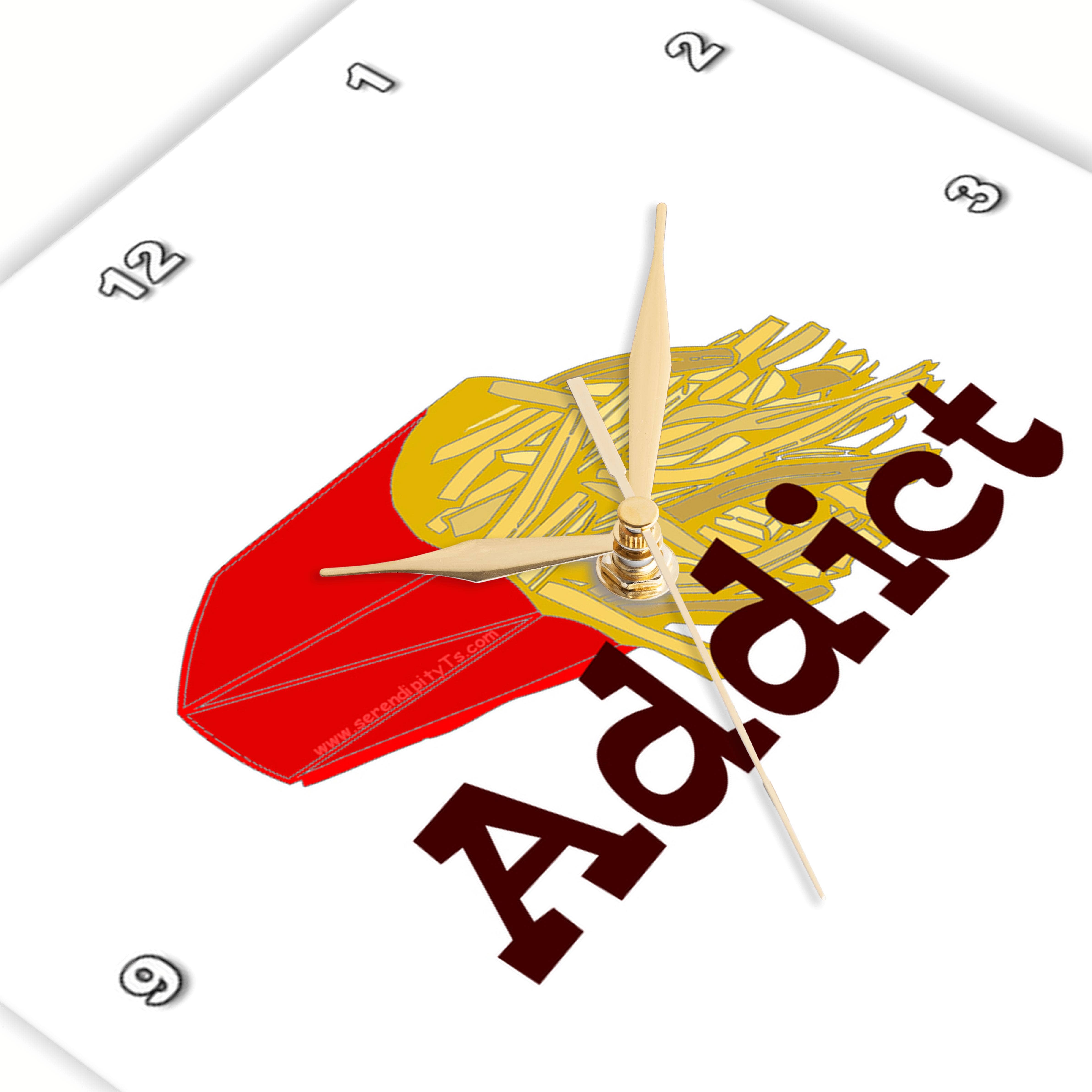 3dRose – wholesale Väggklocka – 3dRose, Pommes frites-beroende, Väggklocka1