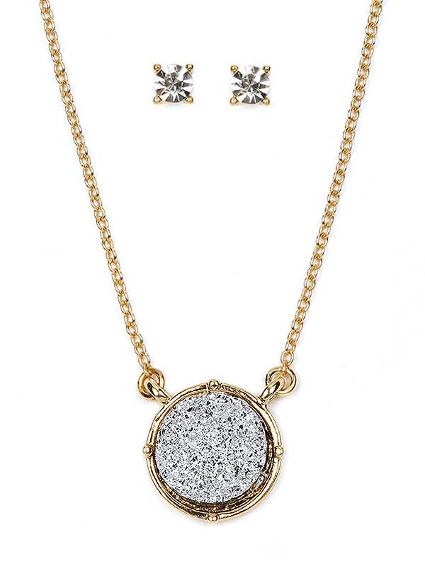 Jewelry Max - Wholesale Pendant/Charm Necklace - ( N405 ) DRUZY PENDANT NECKLACE SET
