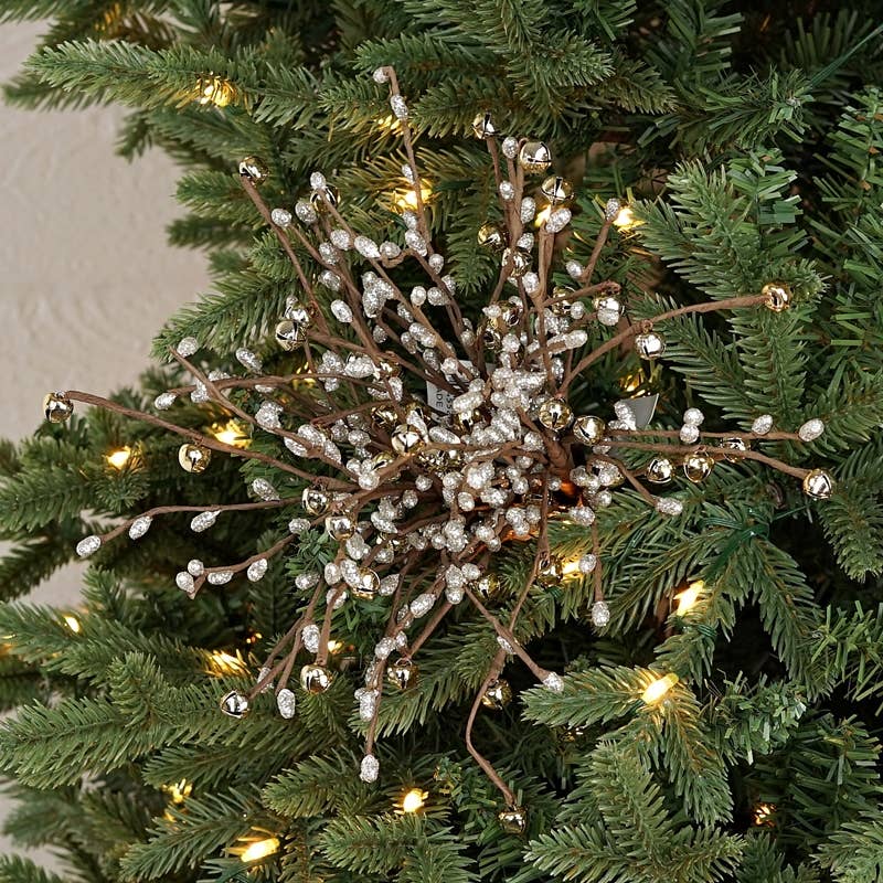 Impressive Enterprises, Inc. - Wholesale Christmas Decoration - ISB71513- 14in Glitter Mini Bells and Pip Spray-Champagne0