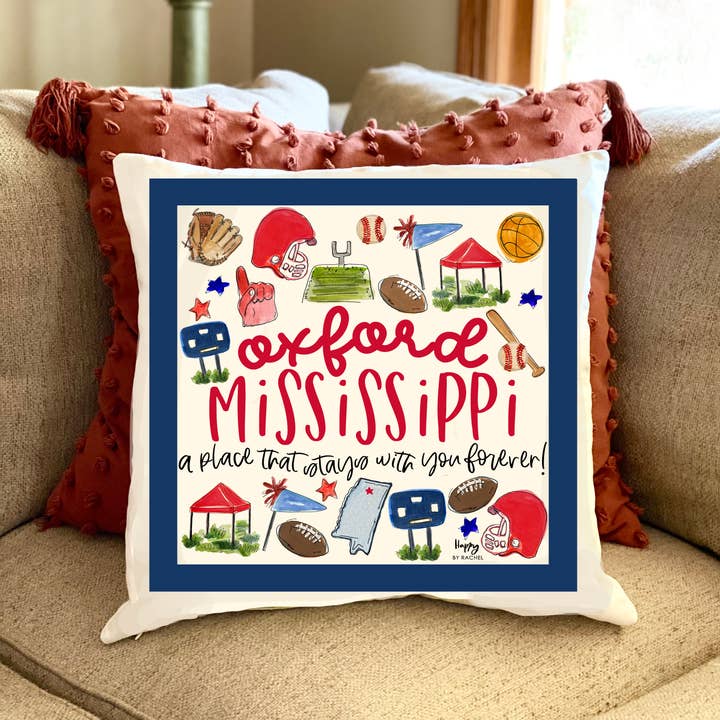 Happy By Rachel, LLC - Wholesale Throw/Decorative Pillow - Oxford, MS Multi-Sport Double Sided Pillow
