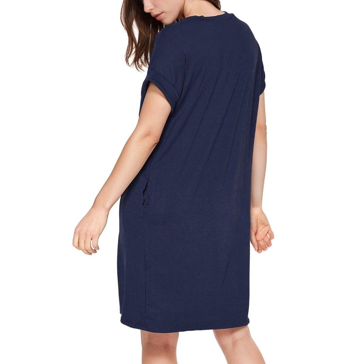 Robin K - Wholesale Dress - Women's - Women's Bellatrix V- Neck T-shirt Dress With Pocket12