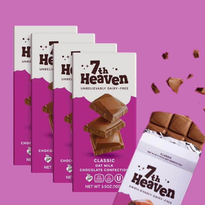 Classic Oat Milk Chocolate Bar - Vegan, Organic, Dairy-Free for wholesale by 7th Heaven Chocolate