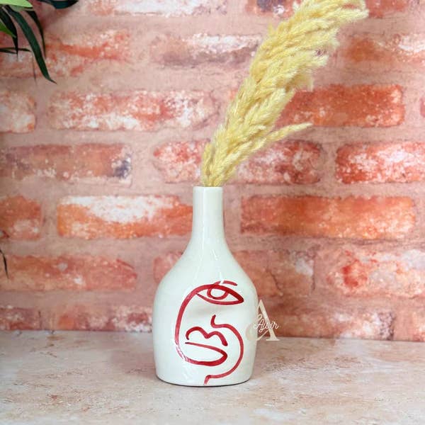 High crafty - Wholesale Vase - Red Oudm Bottle Vase — Handcrafted Moroccan Ceramic with Yel