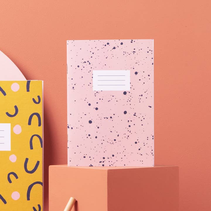 Pink Splatter A6 Notebook for wholesale by Lizzie for SMUG