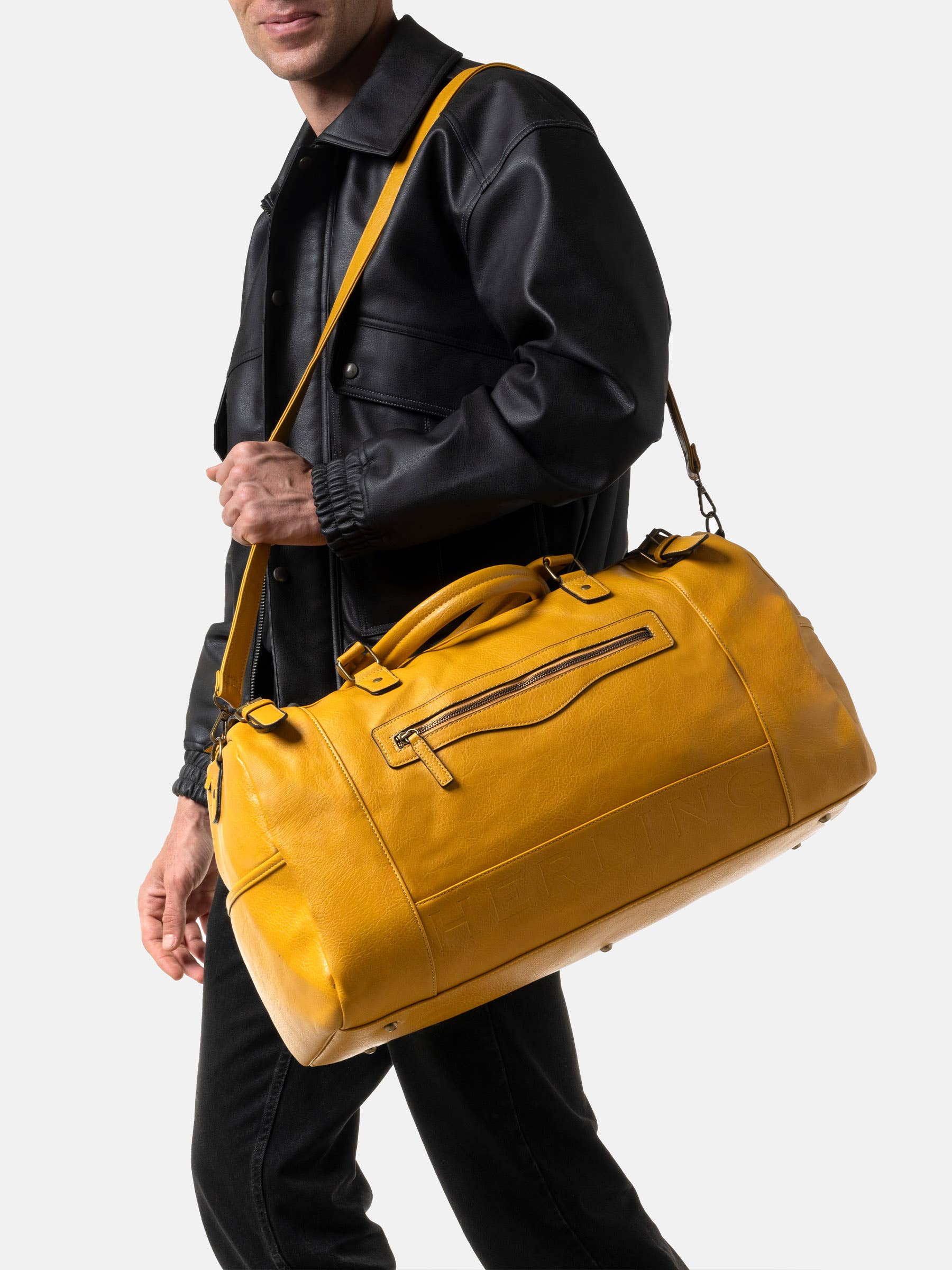 Herling – Saco de viagem - Unissexo por atacado – Herling - Bolsa de viagem vintage grande em couro PU31