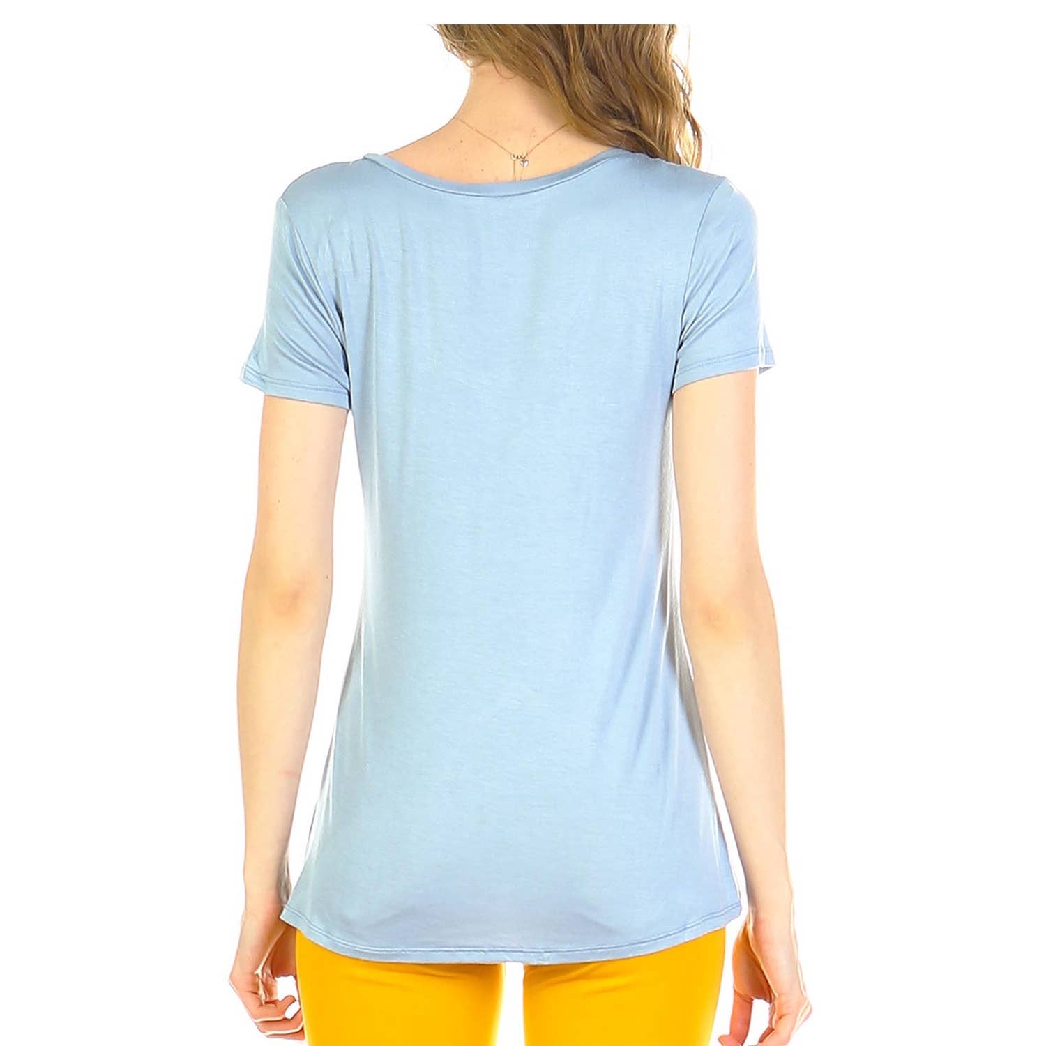 JHP Collection - Wholesale Shirt - Women's - WOMENS CASUAL SOLID V NECK SHORT SLEEVE T SHIRT4