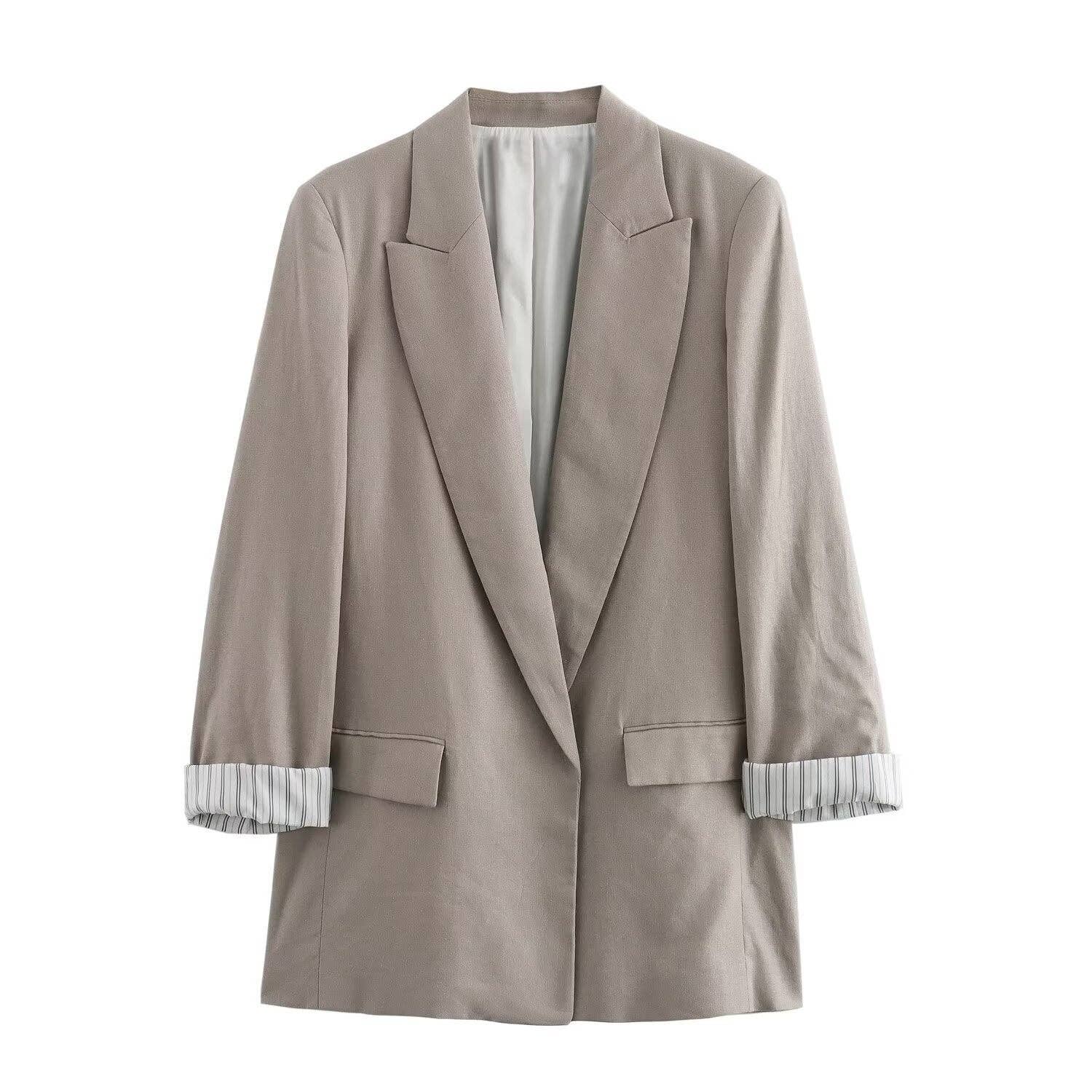 alberalkirk - Vendita all'ingrosso Blazer - Donna - Blazer da donna in misto lino con maniche arrotolabili N5A413