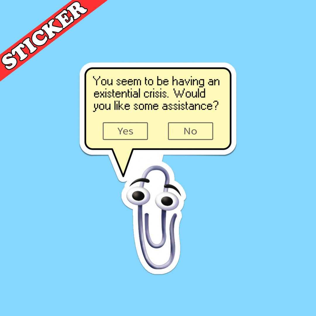 Pretty Toxic Stickers – wholesale Sticker – Existential Crisis Sticker, Funny Clippy Meme, 90s Nostalgia