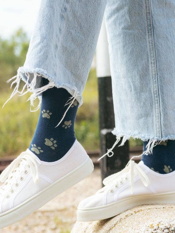 Naïve - Wholesale Socks - Unisex - SHORT BLUE FOOTPRINT SOCK2