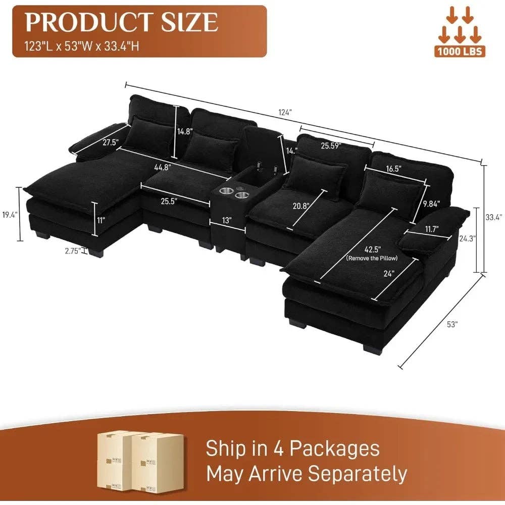 BlakOutlet - Vendita all'ingrosso Divani - Divano Comfy Cloud a Forma di U 315 cm in Chenille2