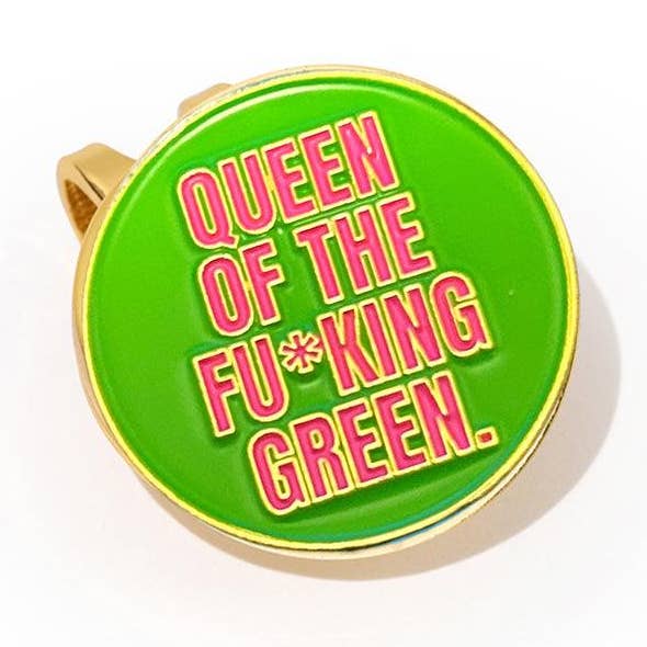 Gold Queen of the Fu*king Green Women's Golf Ball Marker with Hat Clip for wholesale on Faire0