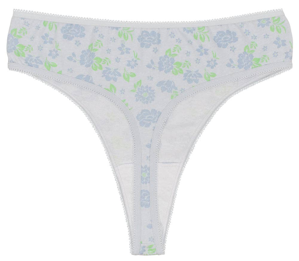 Teri Lingerie's Love Libby Panties - Wholesale Underwear - Women's - Printed Cotton High Waist Thong with Picot Trim3