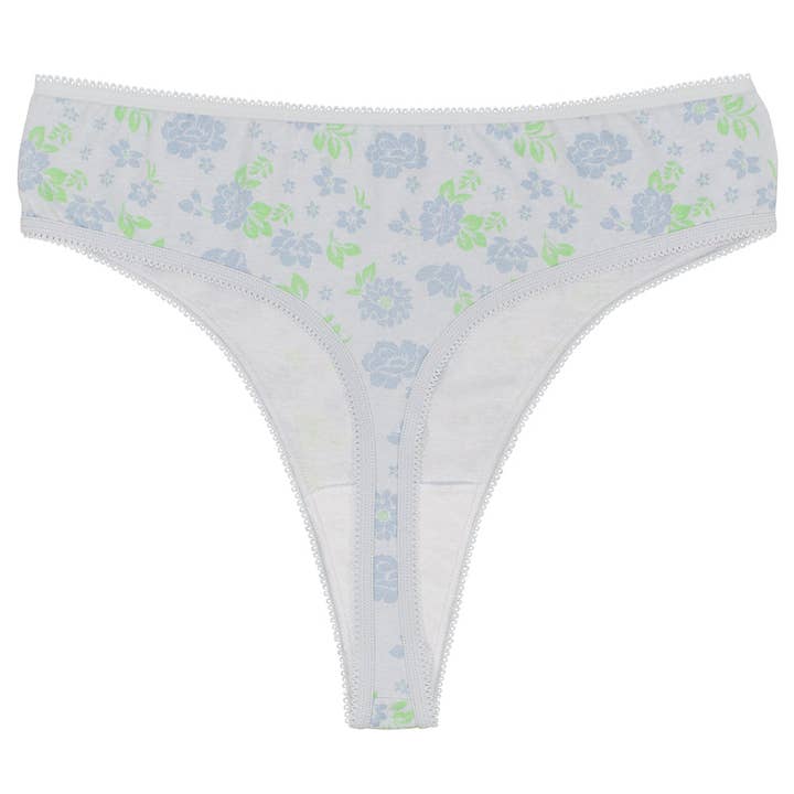 Teri Lingerie's Love Libby Panties - Wholesale Underwear - Women's - Printed Cotton High Waist Thong with Picot Trim3