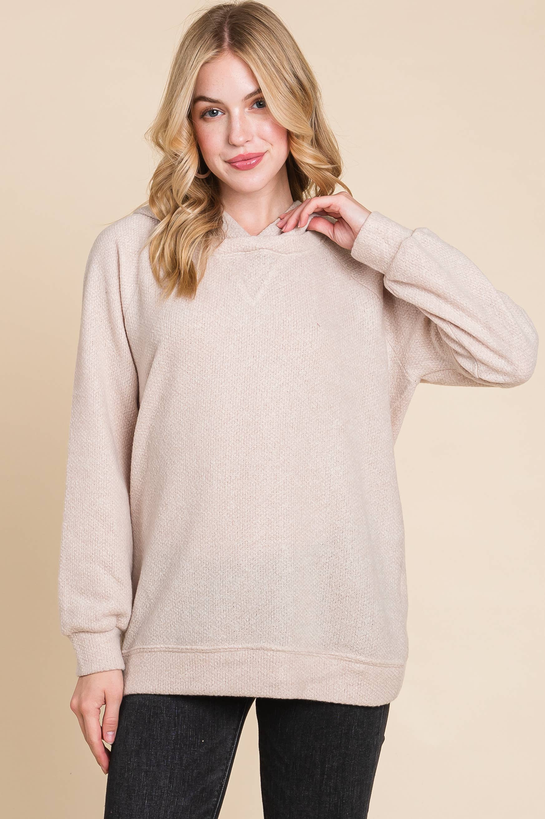 Emerald Collection – wholesale Hoodie – Women's – ETK-8164 Solid Macaroon Knit Hoodie7