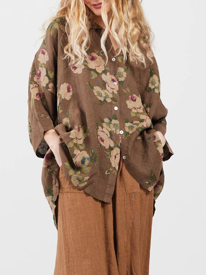 Miss Rose Sister Violet - Venta al por mayor Camisa con botones - Mujer - MUJERES - Camisa FLORAL de Lino Teddy12