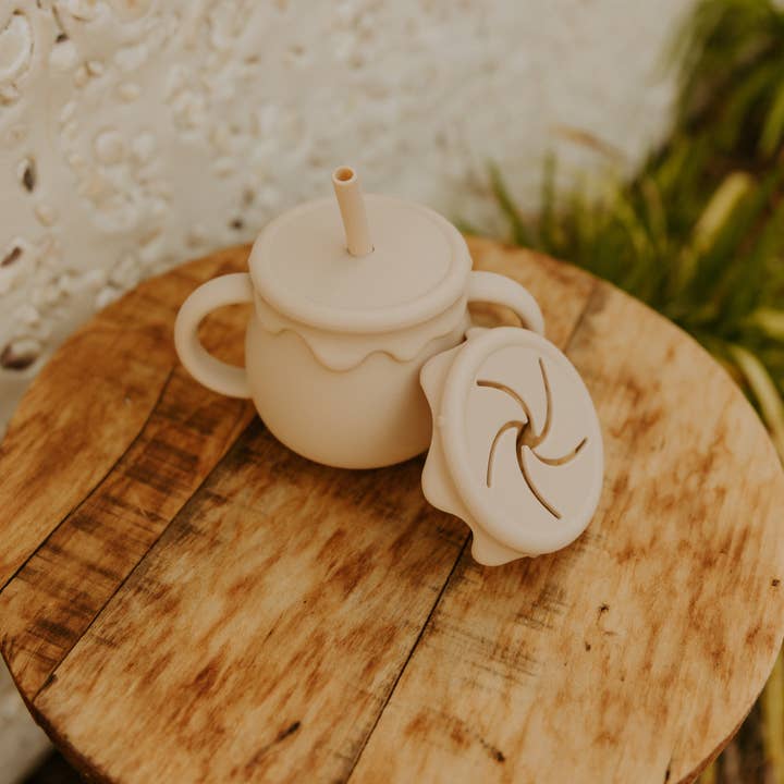 Sip-n-Snack Silicup | Cocoa Butter Silicone Snack Cup with Removable Lid for wholesale by B. Well Babies