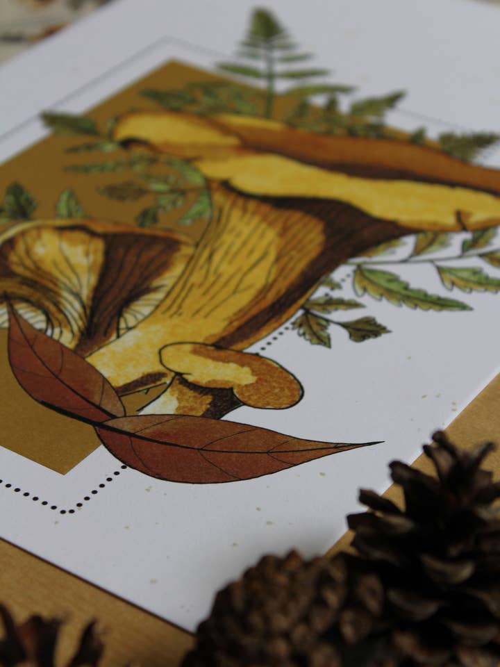 Afiche acuarela seta rebozuelo para venta al por mayor de Au cœur des lunes