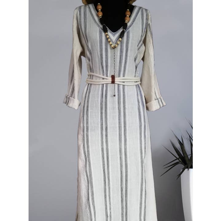 Handgeweven Kaftan Zijde-Katoen Blauwe Strepen voor wholesale door MIASETA