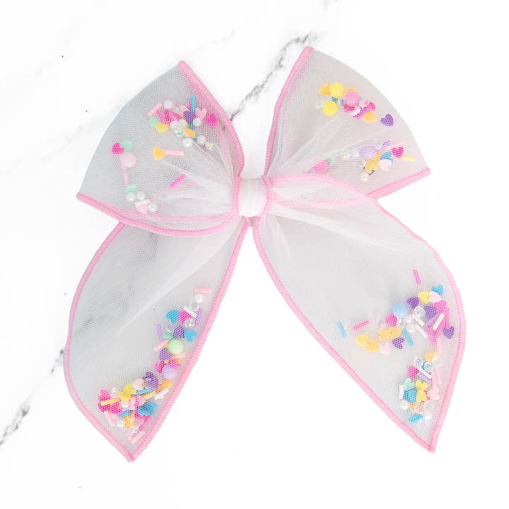 Golden Thread - Wholesale Hair Bow - Kids - Light Pink Confetti Bow0