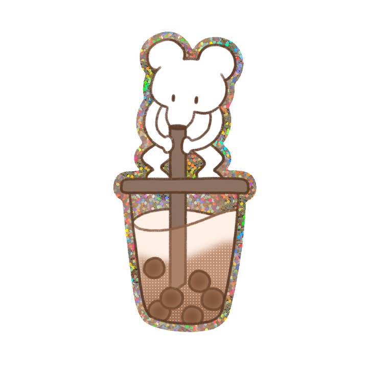 Boba Rat Glitter Vinyl Sticker for wholesale by Lottemp3