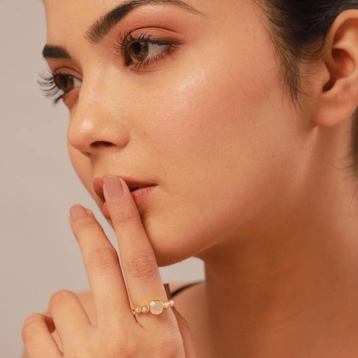 Gem Bazaar Jewellery - Venta al por mayor Anillo de banda/apilable - Hola Anillo Bonito en Piedra de Luna3