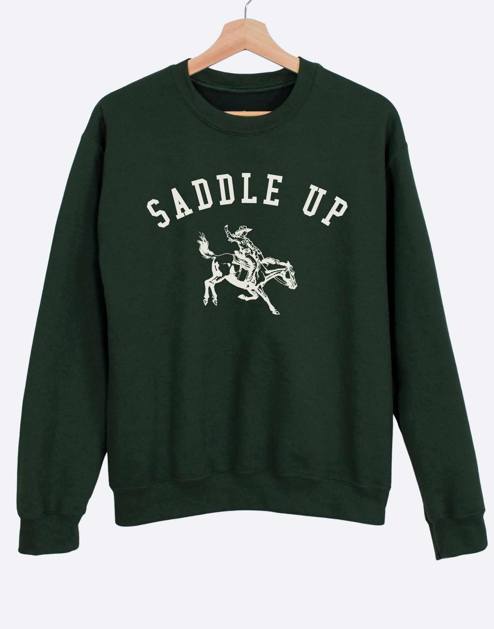 Ali Dee - Wholesale Graphic Sweatshirt - Women's - Saddle Up Pullover Sweatshirt - Forest Green1