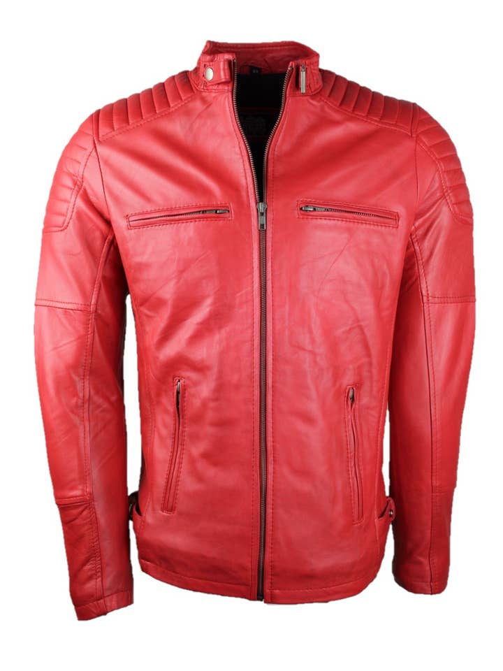 Urban 5884 Amsterdam | Leather jackets – wholesale Motorcykeljacka - Herr – Urban 5884 Ralph bikerjacka i lammskinn för herr i denimstil3
