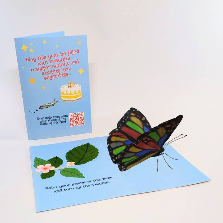 Live Invites - Vente Cartes d'anniversaire - Joyeux anniversaire - Papillon arc-en-ciel 3D