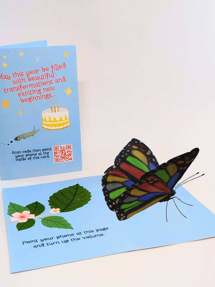 Joyeux anniversaire - Papillon arc-en-ciel 3D pour la vente par Live Invites