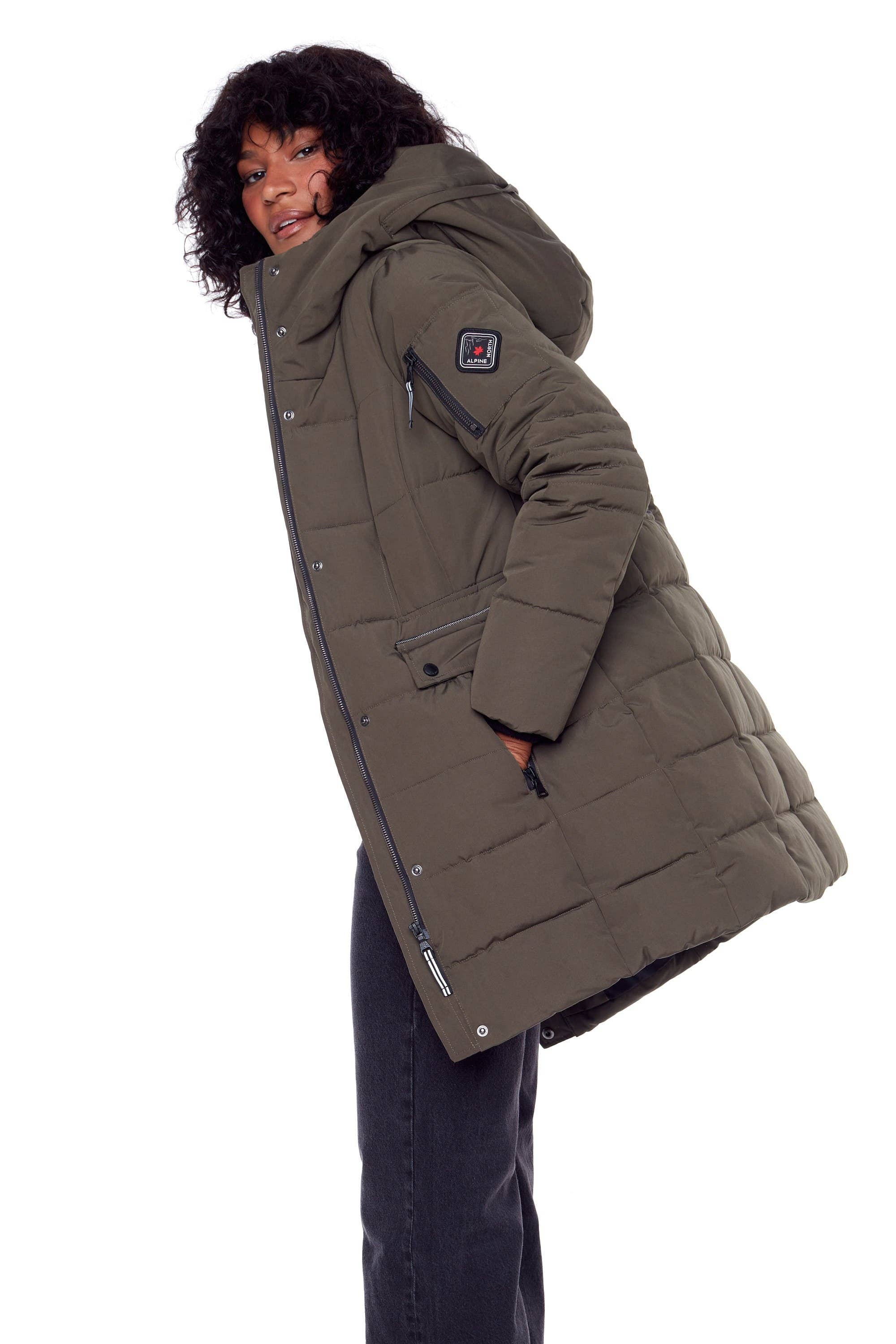 KOOTNEY | WOMEN'S VEGAN DOWN (RECYCLED) MID-LENGTH PARKA, OLIVE for wholesale on Faire4