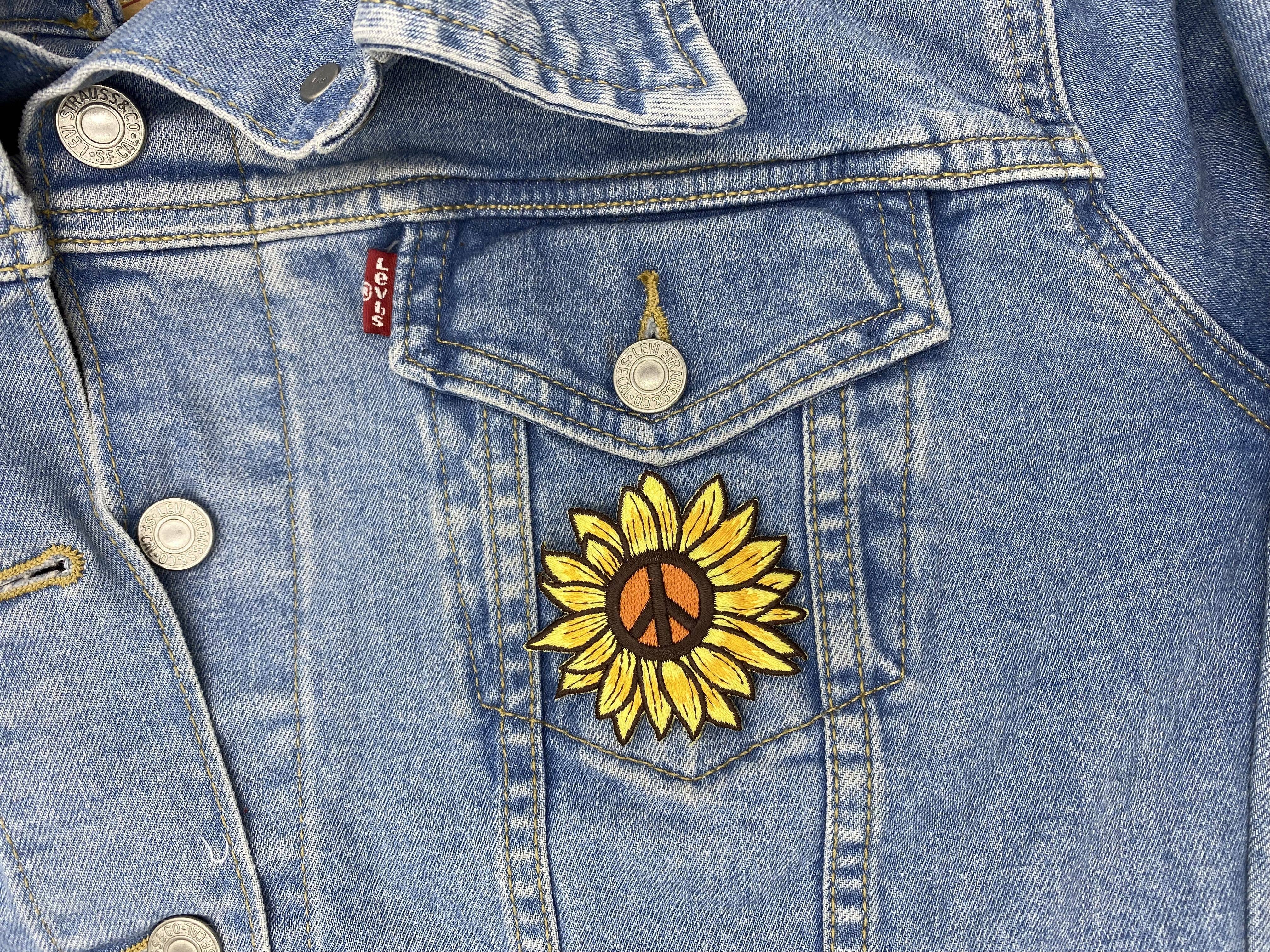 Wholesale Applique - Wholesale Patch - Sunflower Peace Sign, Flowers, Embroidered, Iron on Patch3
