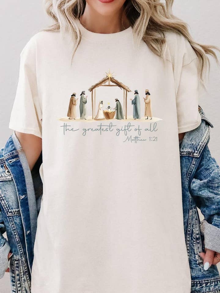 Nativity Gift Graphic Heavy Cotton Tee for wholesale by COLORBEAR