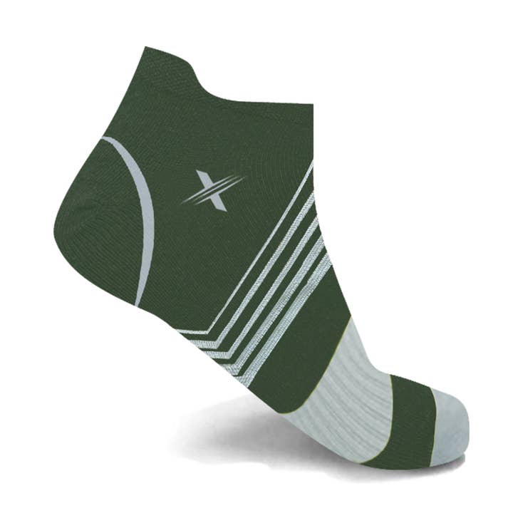 V-STRIPED ANKLE-LENGTH COMPRESSION SOCKS - FORREST GREEN for wholesale by Extreme Fit Wholesale