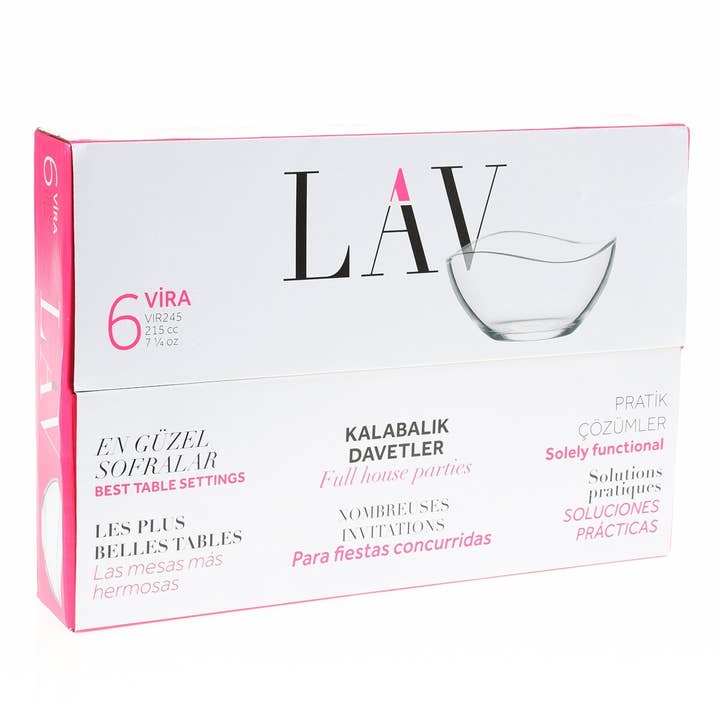 Hakan - Vente Bol de service - Ensemble de 6 bols de service en verre LAV Vira, petit bol rond, 7,27
