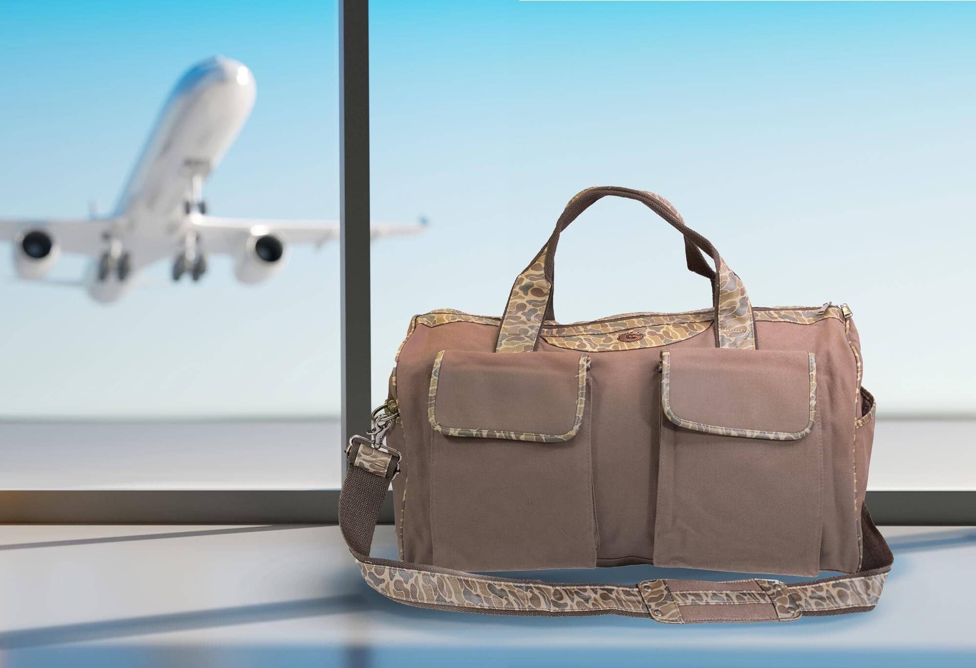 Brown Tan Georgia Bulldogs Camo Canvas Weekender Bag for wholesale on Faire5