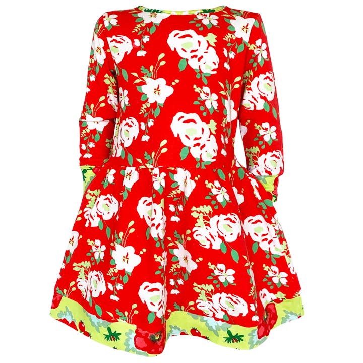 AnnLoren – wholesale Klänning – Barn – Flickor Jul Röd Blommig Långärmad Semester Kläder