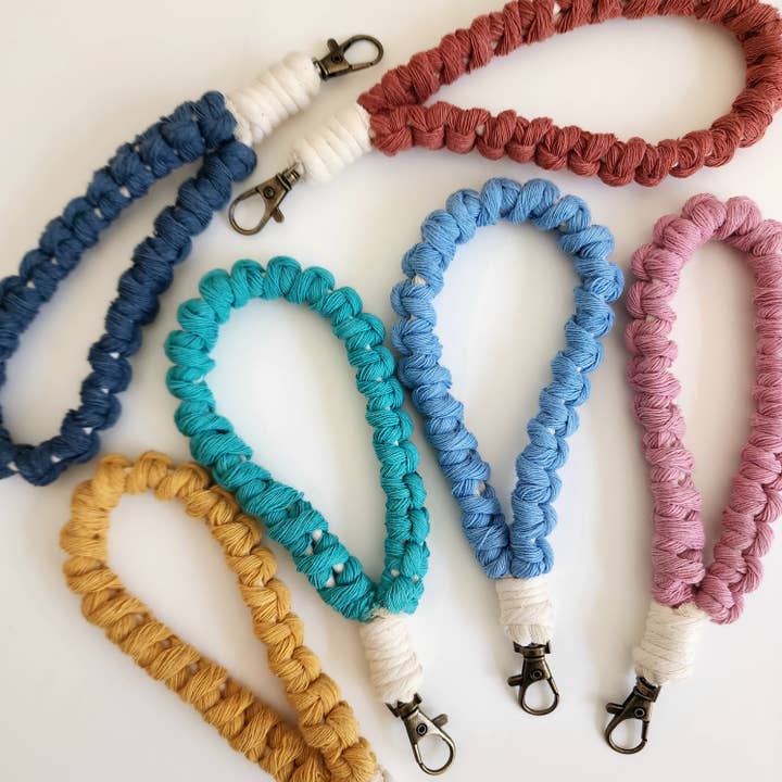 Pulseira de algodão trançado minimalista para chaves e carteiras por atacado de Handmade By Uruba