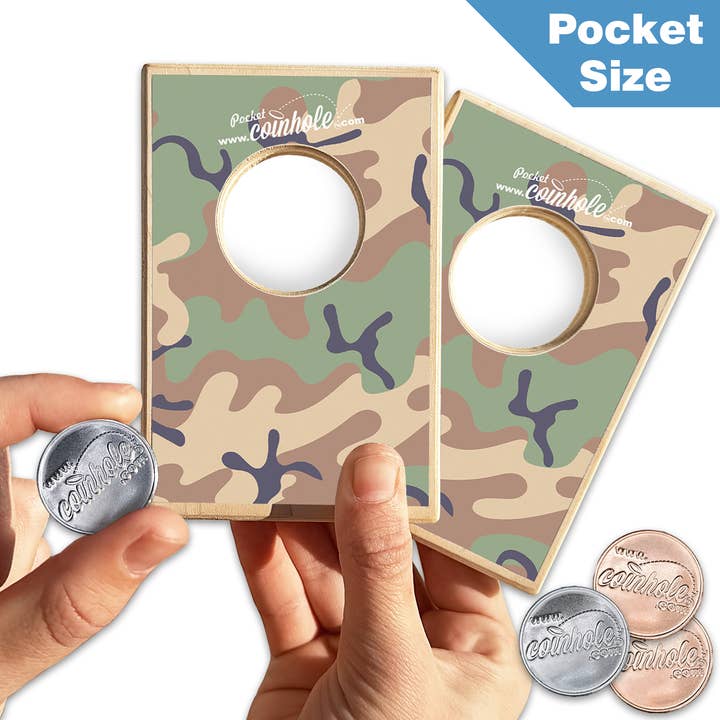 Woodland Camo POCKET Coinhole® for wholesale by Coinhole