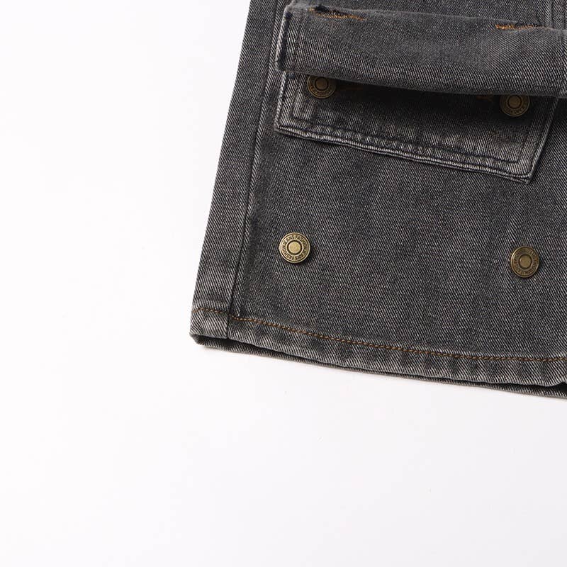 Grigio Jeans invecchiati a vita alta alla moda JP015Y - Stile retrò in vendita all'ingrosso su Faire15