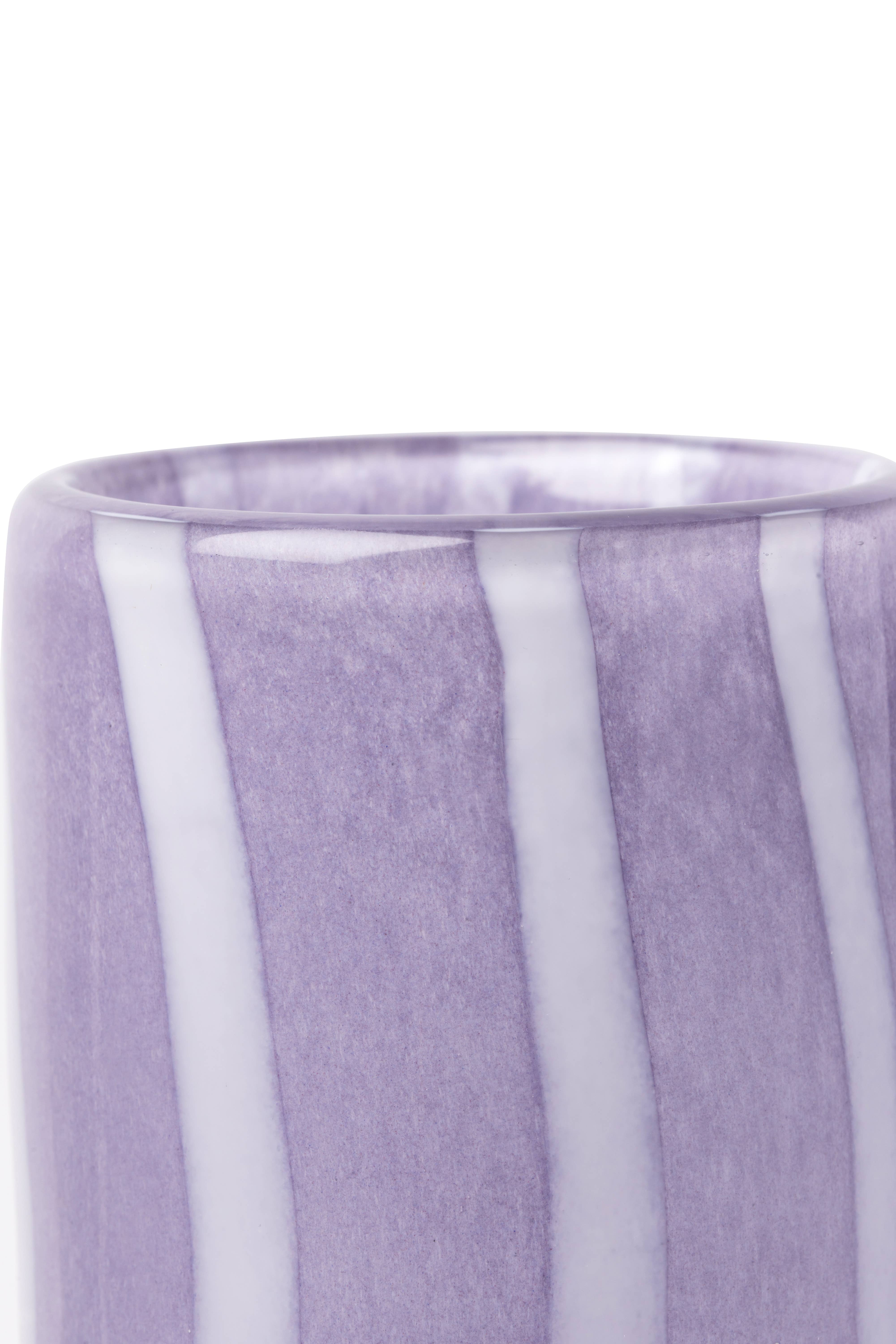 The Blue Heron - Wholesale Vase - Lilac Striped Glass Vase - 10" Tall, Handblown1