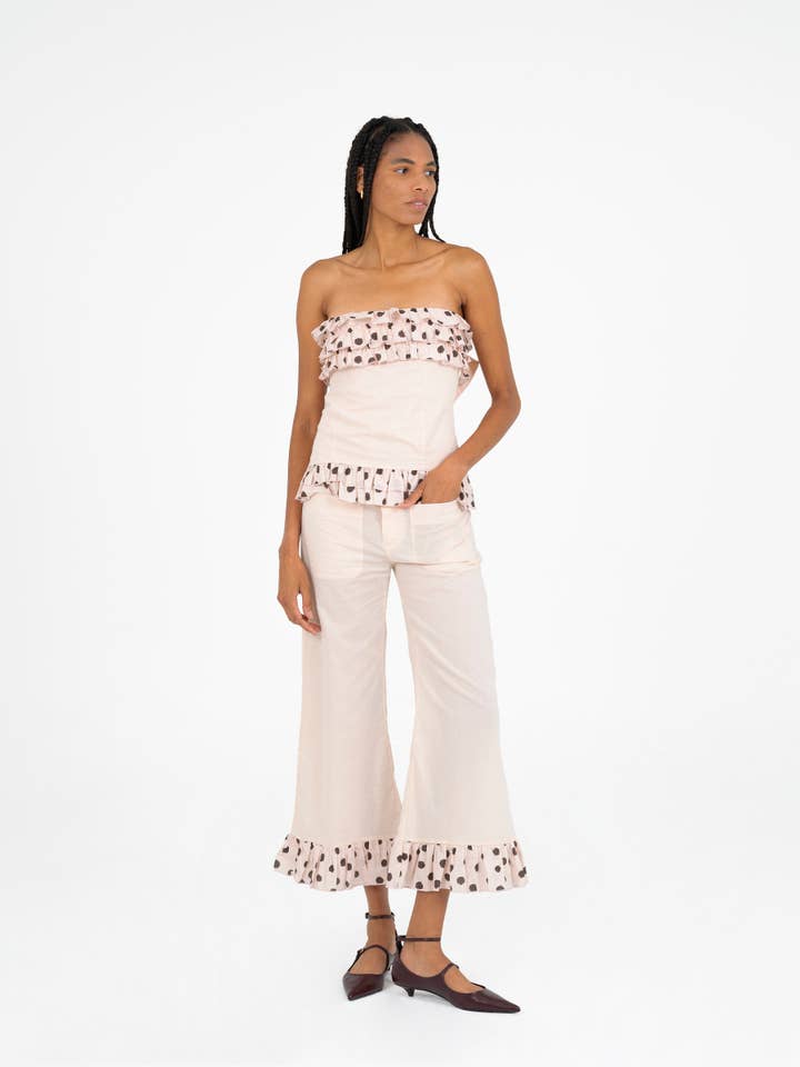 CARMEN SAYS - Wholesale Pants – Women's - Noctis Beige Polka Dot Print Pants6