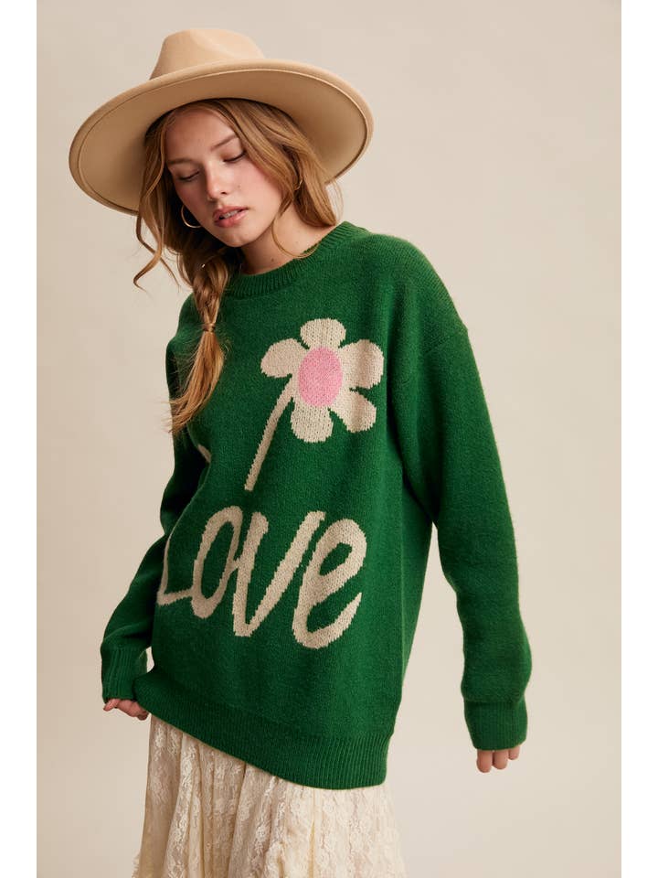 Listicle - Wholesale Knit Sweater - Women's - Love Daisy Graphic Sweater LSW08211