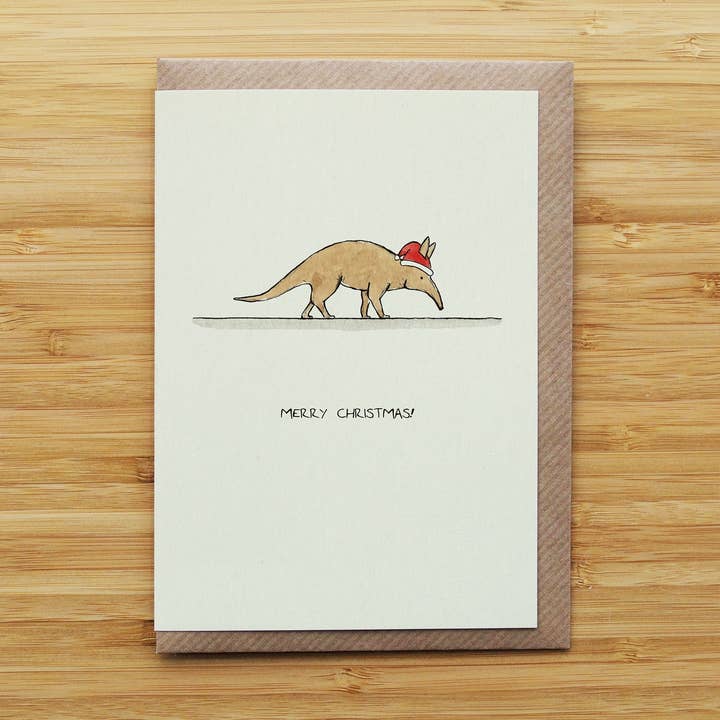 RossJDesigns – wholesale Christmas card – Aardvark Christmas Card - Cute - Recycled Card