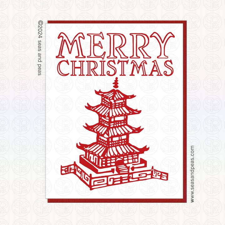 Seas and Peas, LLC - Wholesale Christmas card - "Chinese Takeout" Christmas Card0