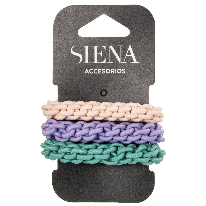 Siena Hair Accessories - Wholesale Hair Tie - Pack Of 3 Braided Hair Elastics In Assorted Colors1